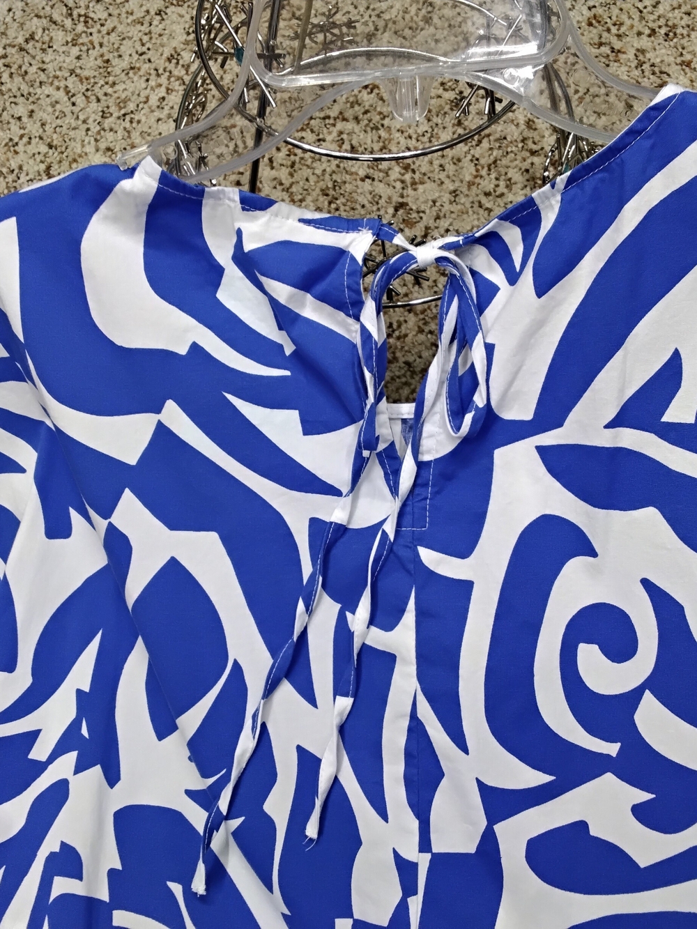 3979 Size XLMSK Blue and White Abstract Pullover Dress - Picture 4 of 5